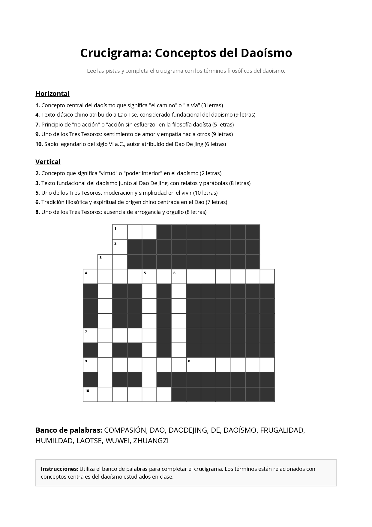 Ejemplo de Crucigrama